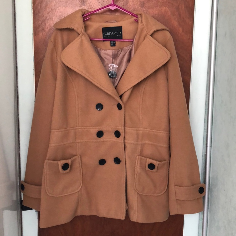 FOREVER 21 Brown Pea Coat Size 2X (NWOT)